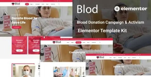 Blod – Blood Drive & Donation Campaigns Elementor Template Kit
