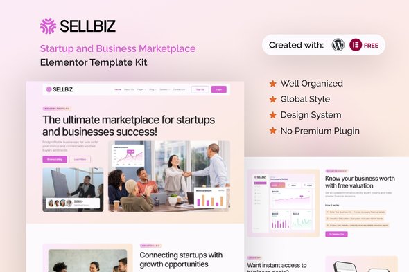 Sellbiz - Startup and Business Marketplace Elementor Template Kit
